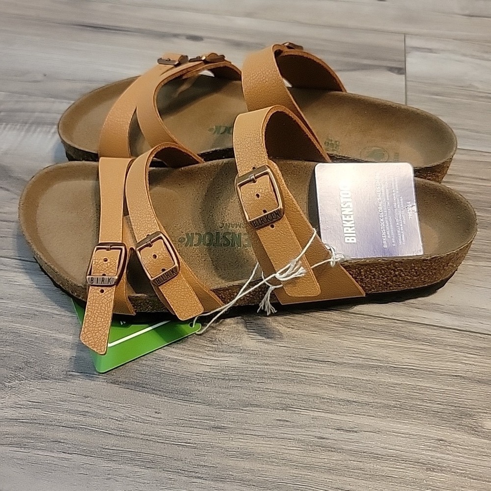 Birkenstock Sandals New Franca Pecan Birkibuc Vegan Tan Womens 8 US 39 EU NEW - Picture 6 of 10